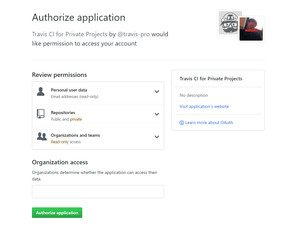 Travis-pro authorize